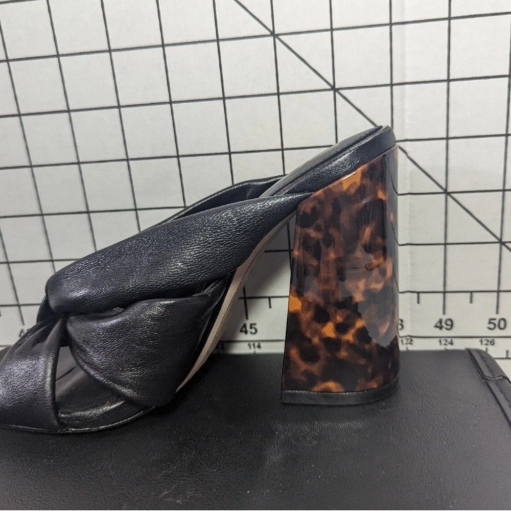 NEW - Size 6M Women's Deltan Puffy Black Leather Granite Platform Heeled Sandals - Picture 6 of 7